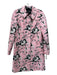 Diane Von Furstenberg Size 2 Pink & Black Wool Blend Floral Button Up Coat Pink & Black / 2