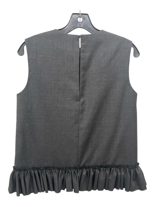 COS Size 6 Dark Gray Wool Sleeveless Back Keyhole Ruffle Hem Top Dark Gray / 6