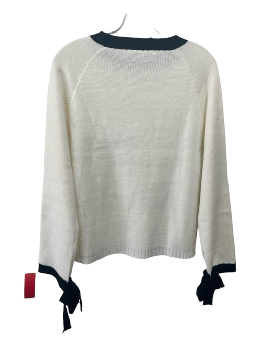 After Market Size S Cream & Black Acrylic Rib Knit Bow Sleeve Sweater Cream & Black / S