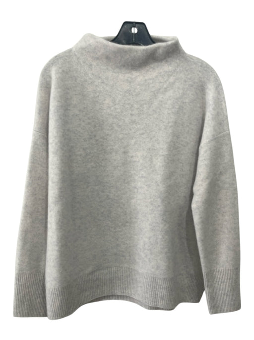 Vince Size S Light Gray Cashmere Heathered Mock Neck Ribbed Sweater Light Gray / S