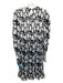 Banjanan Size S Black & White Cotton Smocked Bodice Abstract Floral Midi Dress Black & White / S