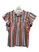 Marie Oliver Size S Orange, Cream, & Black Cotton Blend Smocked Panel Stripe Top Orange, Cream, & Black / S