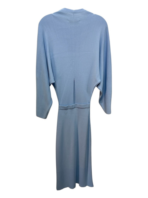 Zara Size Small Sky Blue Viscose Blend Long Sleeve Cutout Back Ribbed Maxi Dress Sky Blue / Small