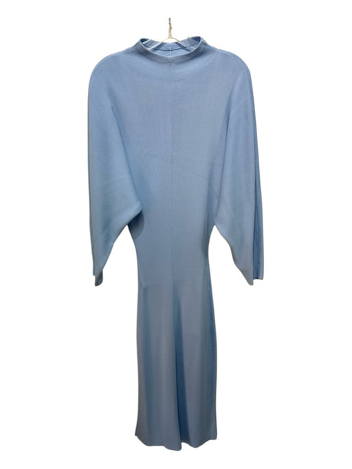 Zara Size Small Sky Blue Viscose Blend Long Sleeve Cutout Back Ribbed Maxi Dress Sky Blue / Small