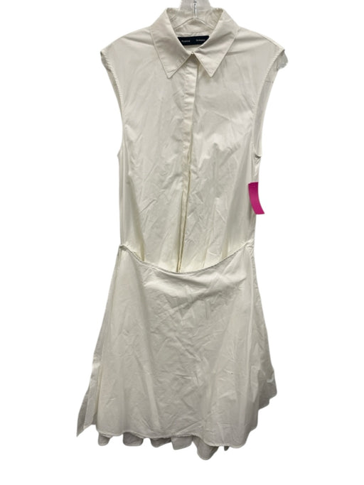 Proenza Schouler Size 6 White Cotton Sleeveless Collared Button Front Dress White / 6