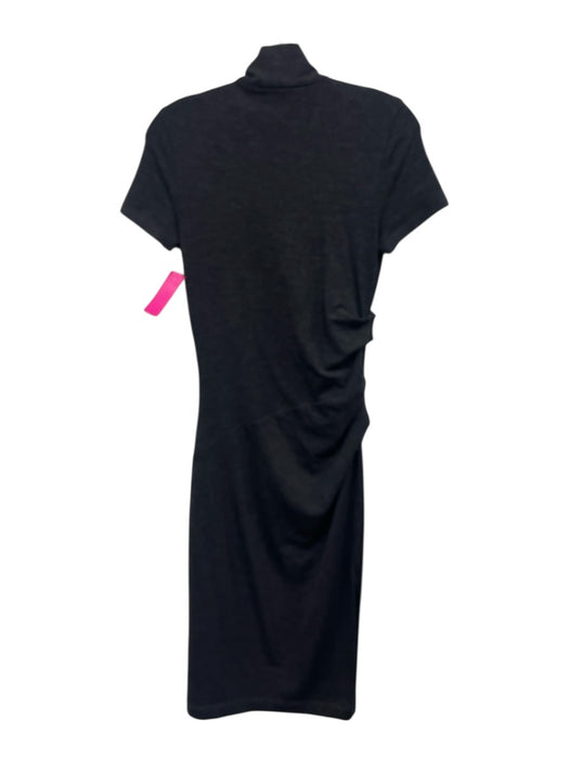 Brunello Cucinelli Size S Dark Gray Wool Blend Short Sleeve Turtleneck Dress Dark Gray / S