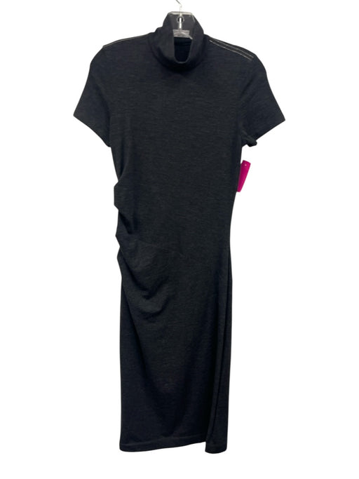 Brunello Cucinelli Size S Dark Gray Wool Blend Short Sleeve Turtleneck Dress Dark Gray / S