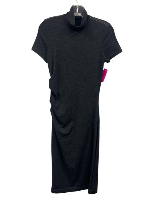 Brunello Cucinelli Size S Dark Gray Wool Blend Short Sleeve Turtleneck Dress Dark Gray / S