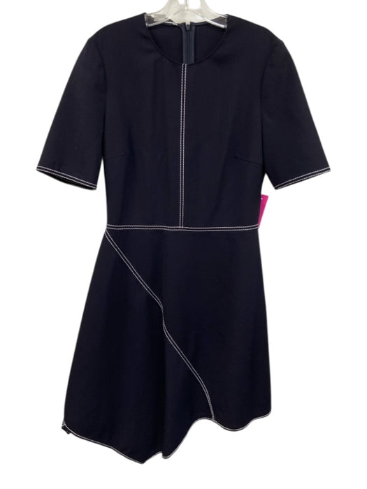 Stella McCartney Size 42 Navy Blue & White Wool Blend Contrast Stitch Dress Navy Blue & White / 42
