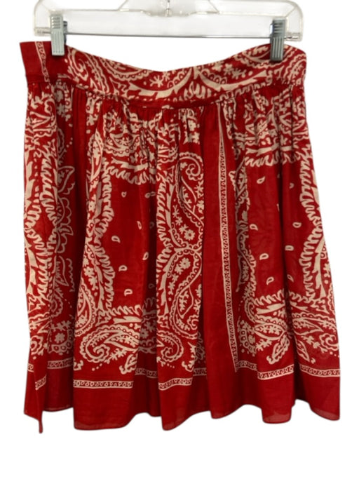 Nili Lotan Size M Red & Cream print Cotton Bandana Print Gathered Waist Skirt Red & Cream print / M