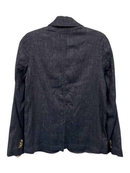 Ann Mashburn Size S/6 Dark Wash Linen Blend Chambray Flare Leg Blazer Pant Set Dark Wash / S/6