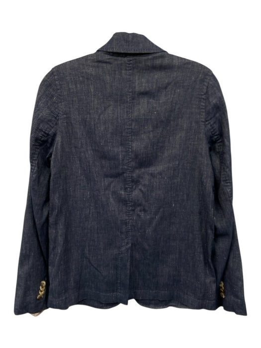 Ann Mashburn Size S/6 Dark Wash Linen Blend Chambray Flare Leg Blazer Pant Set Dark Wash / S/6