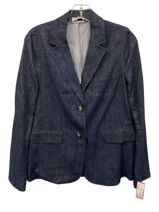 Ann Mashburn Size S/6 Dark Wash Linen Blend Chambray Flare Leg Blazer Pant Set Dark Wash / S/6
