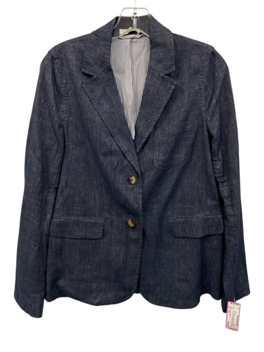 Ann Mashburn Size S/6 Dark Wash Linen Blend Chambray Flare Leg Blazer Pant Set Dark Wash / S/6