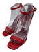 Manolo Blahnik Shoe Size 37.5 Red Leather Upper Ankle Buckle Chisel Toe Sandals Red / 37.5