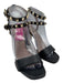Valentino Garavani Shoe Size 37.5 Black Leather Upper Gold Tone Details Sandals Black / 37.5