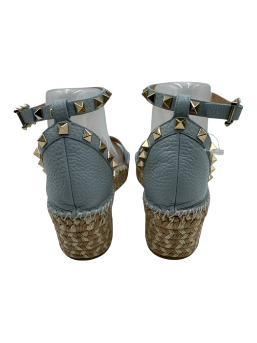 Valentino Garavani Shoe Size 38 Light Blue & Beige Leather Upper Sandals Light Blue & Beige / 38
