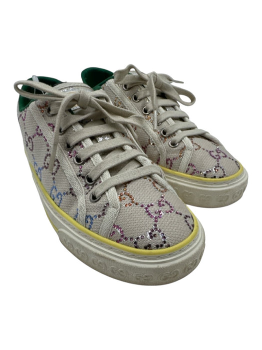 Gucci Shoe Size 37 Beige & Multi textile upper Rhinestone Guccissima Sneakers Beige & Multi / 37