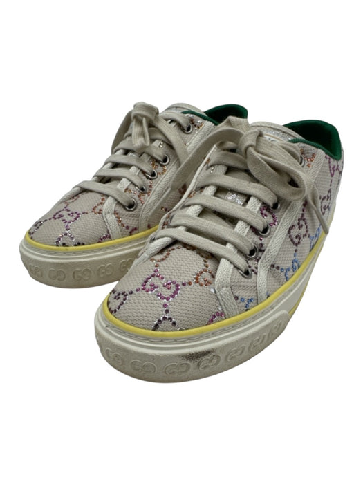 Gucci Shoe Size 37 Beige & Multi textile upper Rhinestone Guccissima Sneakers Beige & Multi / 37