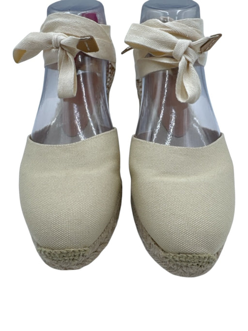 Castaner Shoe Size 38 Beige textile upper D'orsay Lace Up Ankle Wedge Espadrille Beige / 38