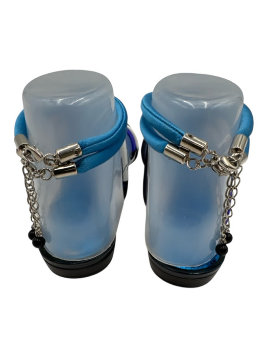 Emilio Pucci Shoe Size 37 Blue, Purple & Black Satin Upper Bead Charm Sandals Blue, Purple & Black / 37