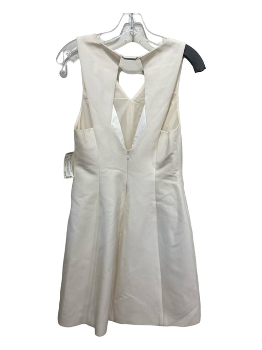 Halston Heritage Size 6 White Cotton Blend V Neck Open Back Sleeveless Dress White / 6