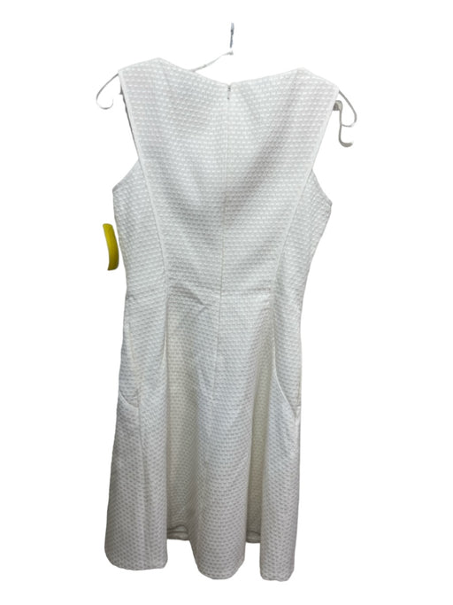 Reiss Size 4 White Polyester Blend Textured Sleeveless Seam Detail Dress White / 4