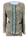 Prada Size 44 brown, cream & blue Cotton & Virgin Wool Button Up Skirt Set brown, cream & blue / 44