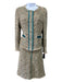 Prada Size 44 brown, cream & blue Cotton & Virgin Wool Button Up Skirt Set brown, cream & blue / 44