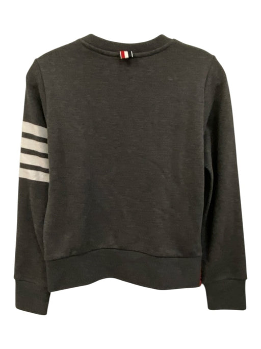 Thom Browne Size 2 Gray & White Cotton Heathered Stripe Detail Crewneck Sweater Gray & White / 2