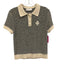 Tory Burch Size S Cream & White Cotton Blend Knit Striped Short Sleeve Polo Top Cream & White / S