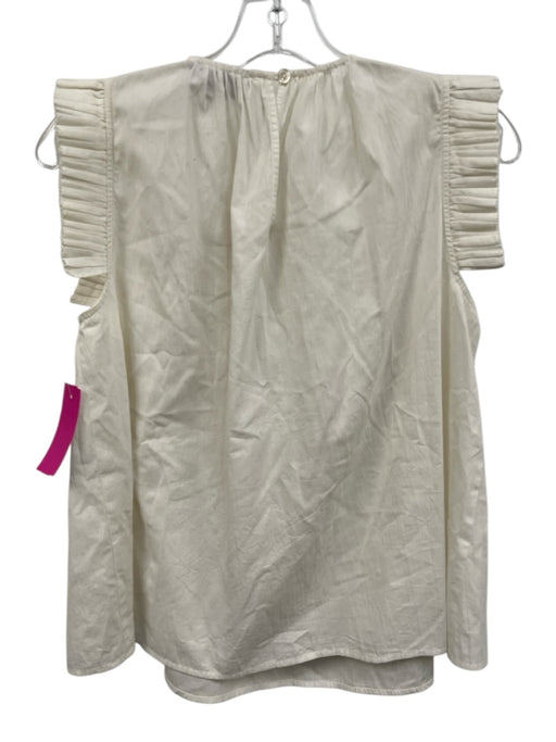Sea New York Size 4 Cream White Cotton Ruffle Sleeveless Keyhole Back Top Cream White / 4
