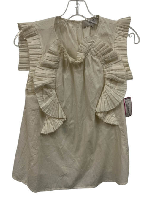 Sea New York Size 4 Cream White Cotton Ruffle Sleeveless Keyhole Back Top Cream White / 4