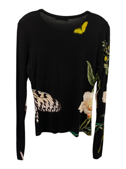 Alice + Olivia Size M Black & Multi Viscose Blend Long Sleeve Floral Top Black & Multi / M