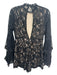 Vestique Size Small Black & Nude Polyester Lace Long Bell Sleeve Romper Black & Nude / Small