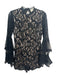 Vestique Size Small Black & Nude Polyester Lace Long Bell Sleeve Romper Black & Nude / Small