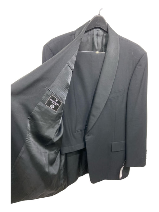 Hickey Freeman Black Wool Blend Solid Shawl collar Tuxedo Men's Suit 44L