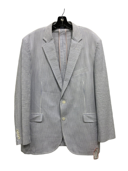 Brooks Brothers 1818 White & Blue Cotton Striped 2 Button Men's Blazer 48L