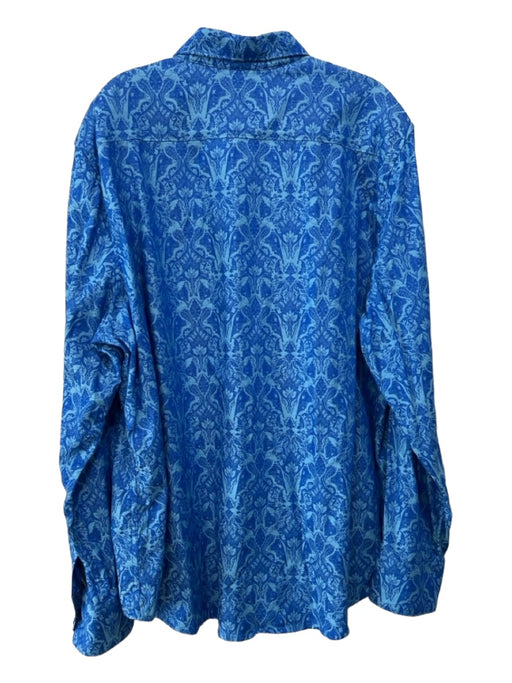 Robert Graham Size xxxl Blue Cotton All Over Print Collar Long Sleeve Shirt xxxl