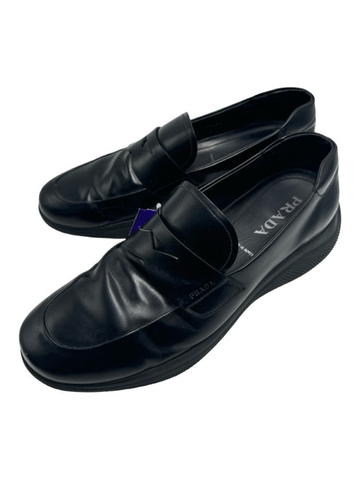 Prada Shoe Size 11.5 AS IS Black Leather Solid loafer Men's Shoes 11.5