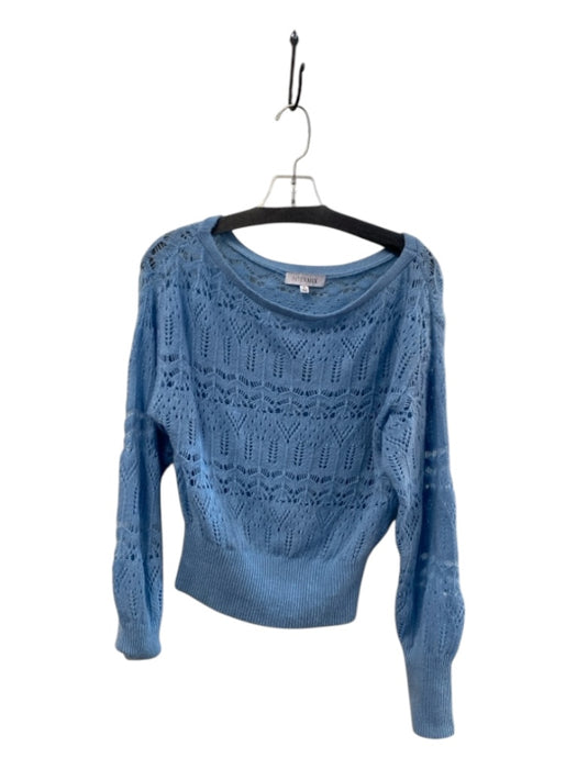 Intermix Size S Baby Blue Cashmere Blend Open Knit Boat Neck Long Sleeve Sweater Baby Blue / S