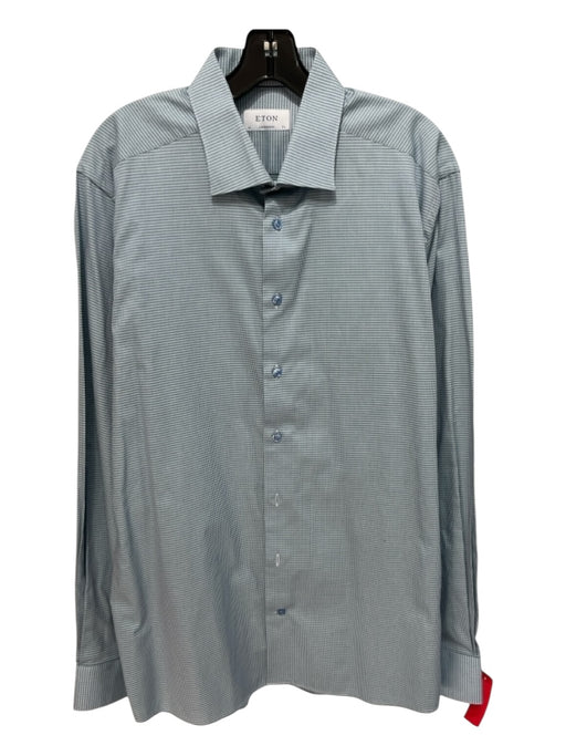 Eton Size 44 Teal Cotton Micro Spread Collar Button Down Men's Long Sleeve Shirt 44