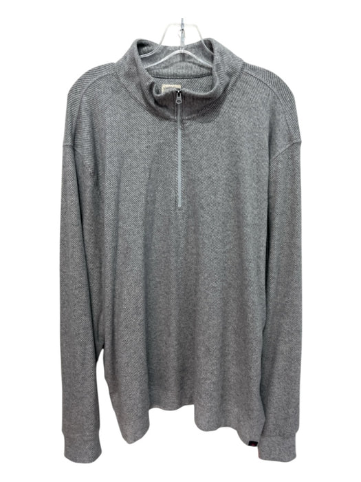 Faherty Size XXL Light Gray Cotton Blend Solid Quarter Zip Long Sleeve Shirt XXL