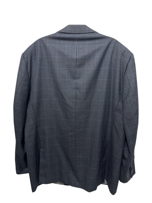 Couture Gray & Blue Wool Plaid 2 Button Men's Blazer Gray & Blue / 48