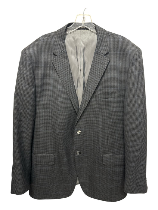 Couture Gray & Blue Wool Plaid 2 Button Men's Blazer Gray & Blue / 48