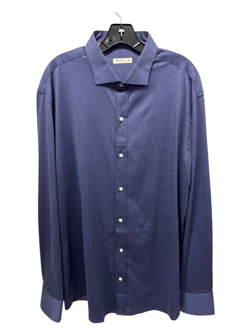 Rye 51 Size XL Blue Cotton Blend Solid Button Up Spread Collar Long Sleeve Shirt Blue / XL
