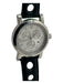 Burberry Silver & Black Leather & Acetate Silver Hardware Chronograph Watchband Silver & Black
