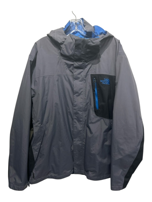 The North Face Size XL Gray & Blue Synthetic Solid Windbreaker Zip Up Jacket Gray & Blue / XL