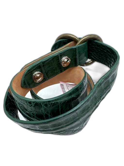 H Stockton Green Crocodile Solid Men's Belt Green