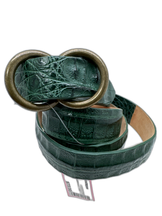 H Stockton Green Crocodile Solid Men's Belt Green